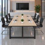 Bàn Họp Văn Phòng 200x100x75cm Chân Sắt Đen – BH62