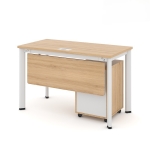 Bàn Làm Việc Chân Sắt Oval Có Hộc - BLV47