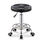 Ghế Cafe Tiếp Khách Đôn Tròn Da Có Chân Bánh Xe - CF50