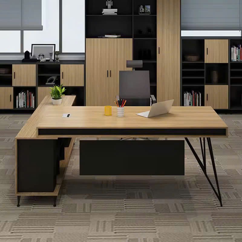 Bàn Giám Đốc Chữ L Gỗ MDF Có Tủ Phụ Hiện Đại - BGD104