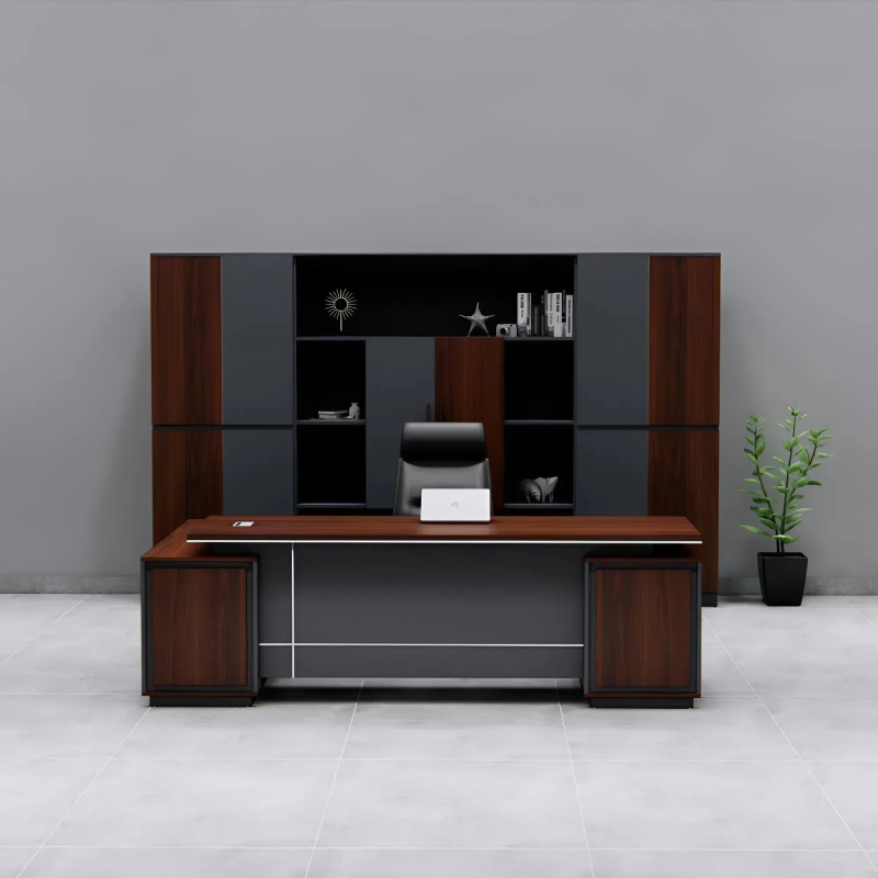 Bàn Giám Đốc Gốc L Hai Tủ Phong Cách Hiện Đại - BGD141