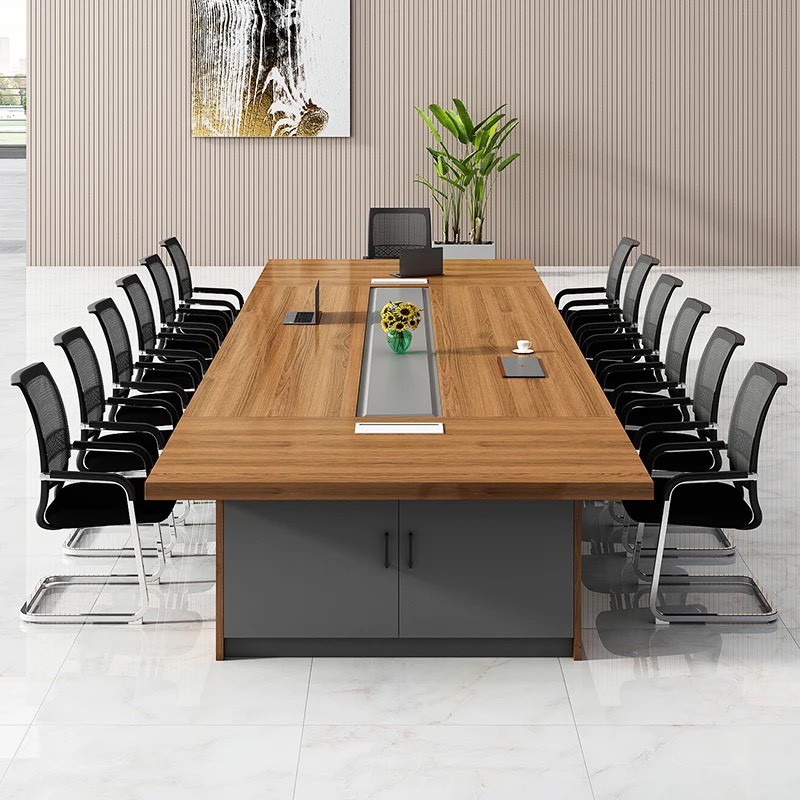 Bàn Họp Văn Phòng Gỗ MDF Màu Vân Tự Nhiên - BH41