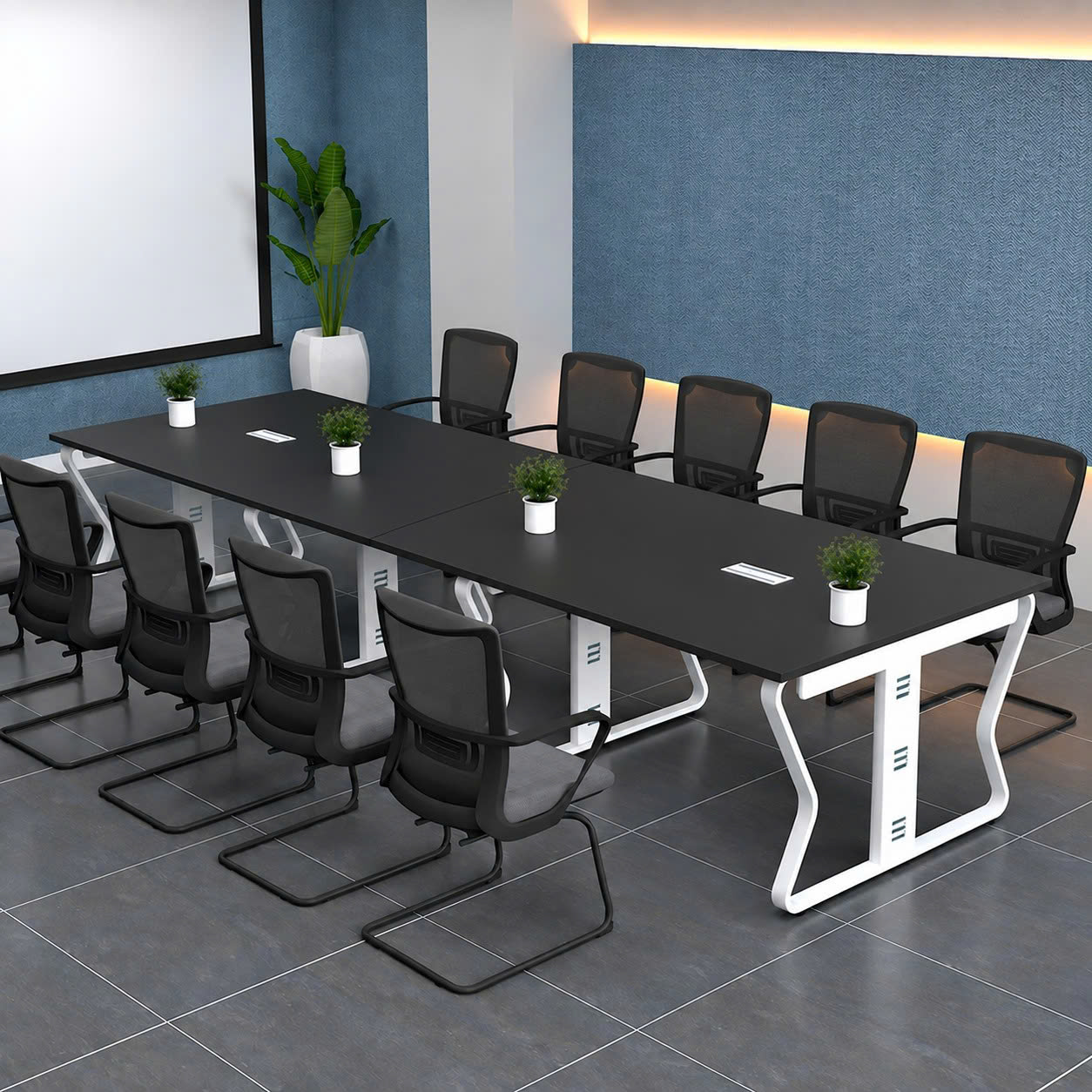 Bàn Họp Làm Việc 360 x 120cm Nhập Khẩu Chân Trắng Hiện Đại - BH58
