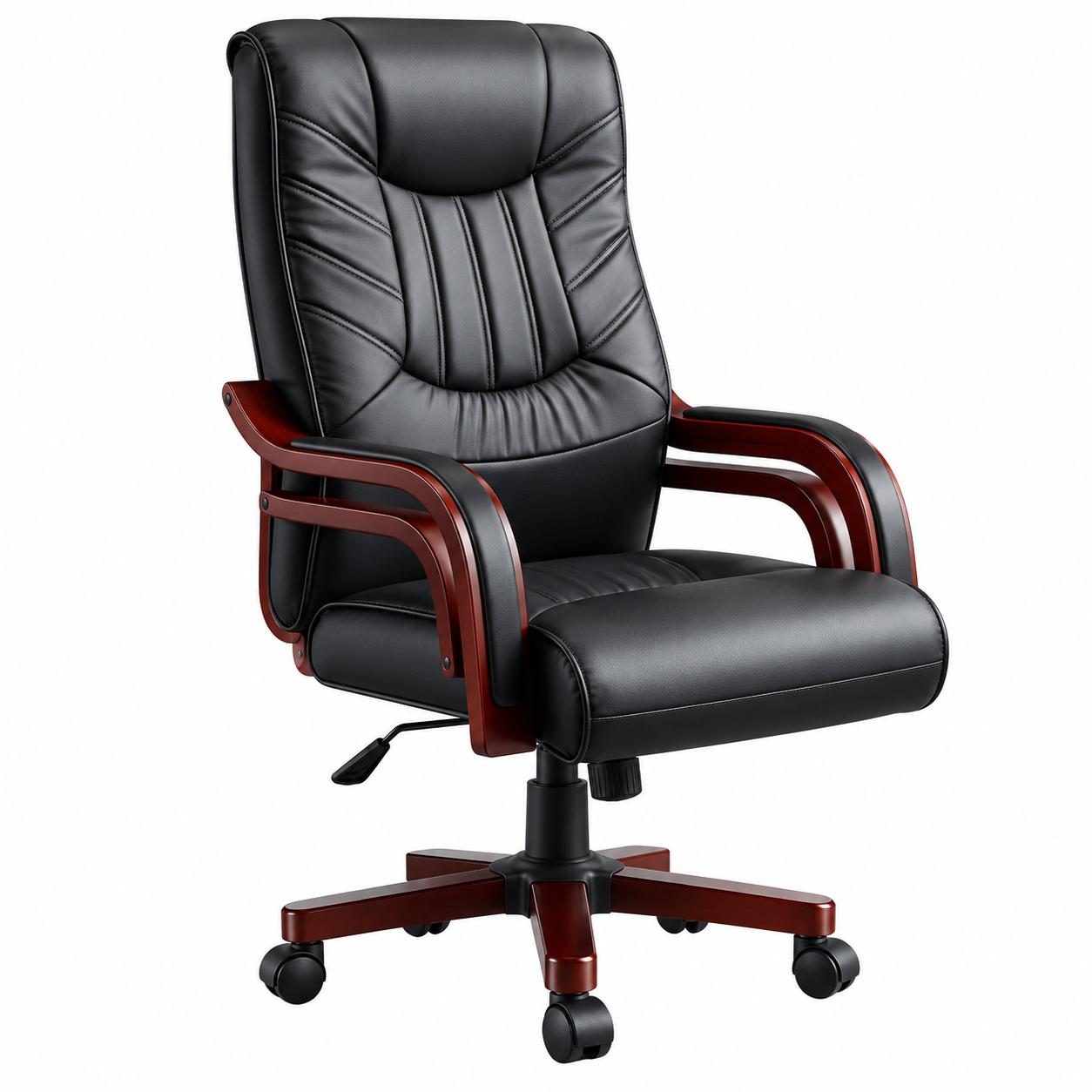 Ghế Giám Đốc Da Đen Chân Gỗ Đẳng Cấp Sang Trọng - GGD74