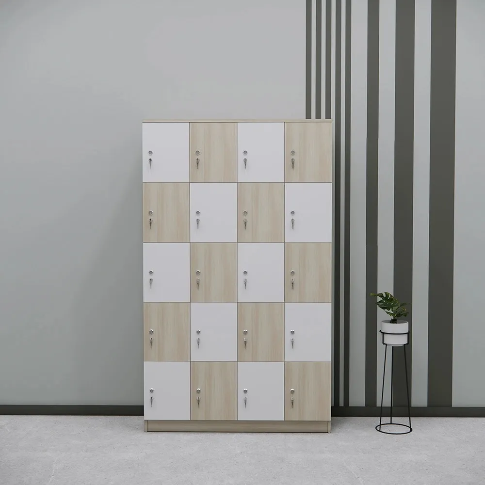 Tủ Locker Gỗ 20 Ngăn Khóa Cơ An Toàn, 4 Khoang Dọc - TLK90