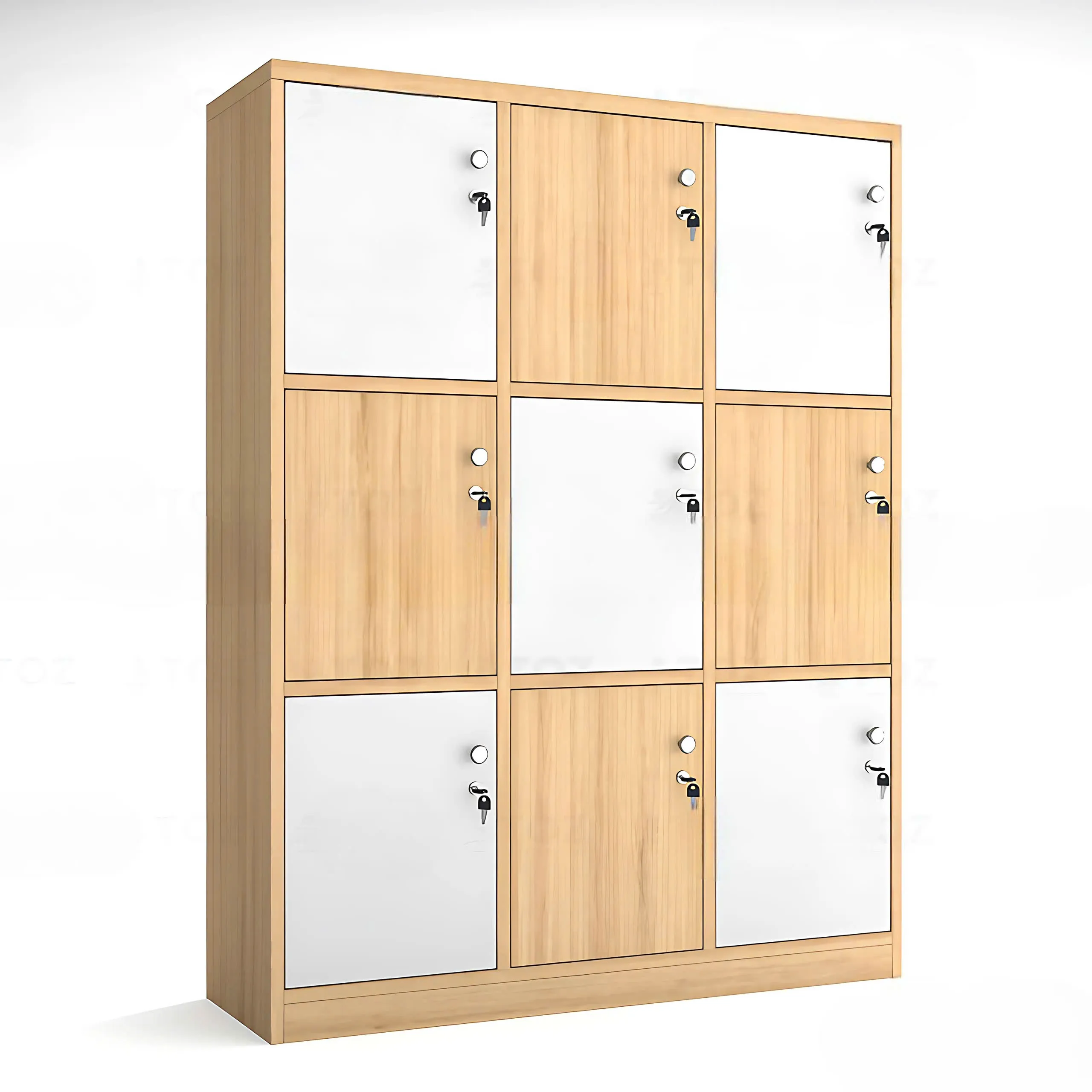 Tủ Locker 9 Ngăn Kẻ Caro Vàng Trắng - TLK69