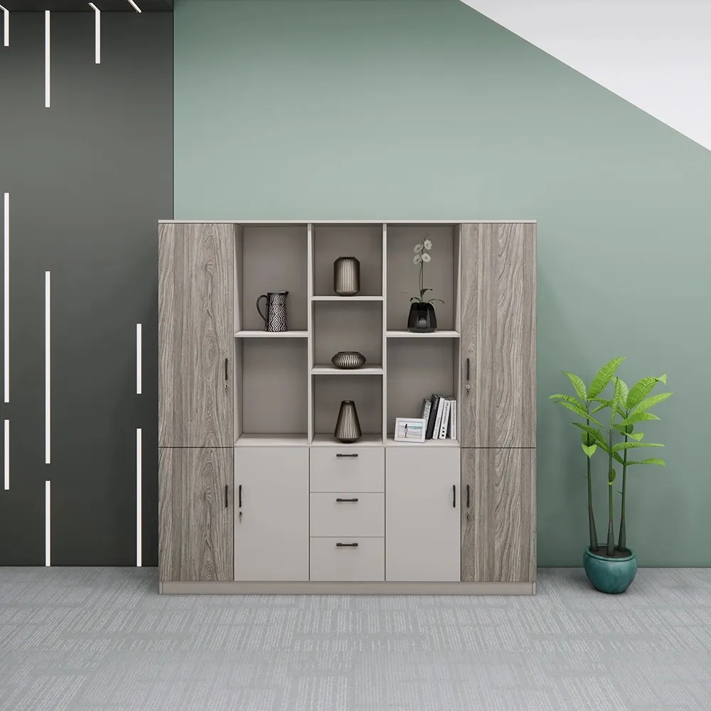 Tủ Văn Phòng Cao Cấp Hệ Cánh Gỗ Và Ngăn Kéo Giữa - THS399