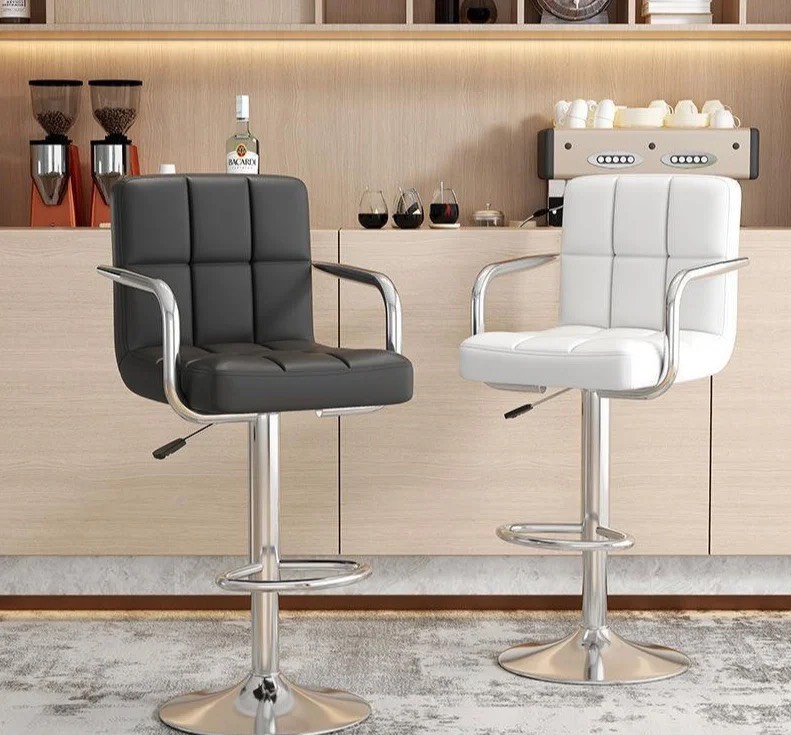 Ghế Bar Bọc Da Lưng Vuông Có Tay - QB19
