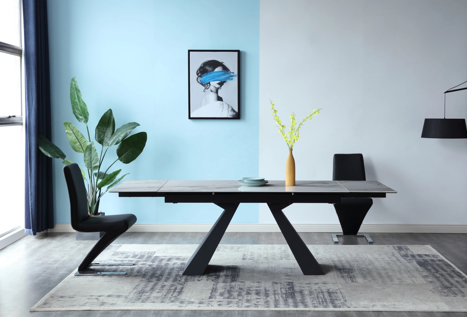 Bàn Ăn Rút 2 Đầu Đá Ceramic  - BA19