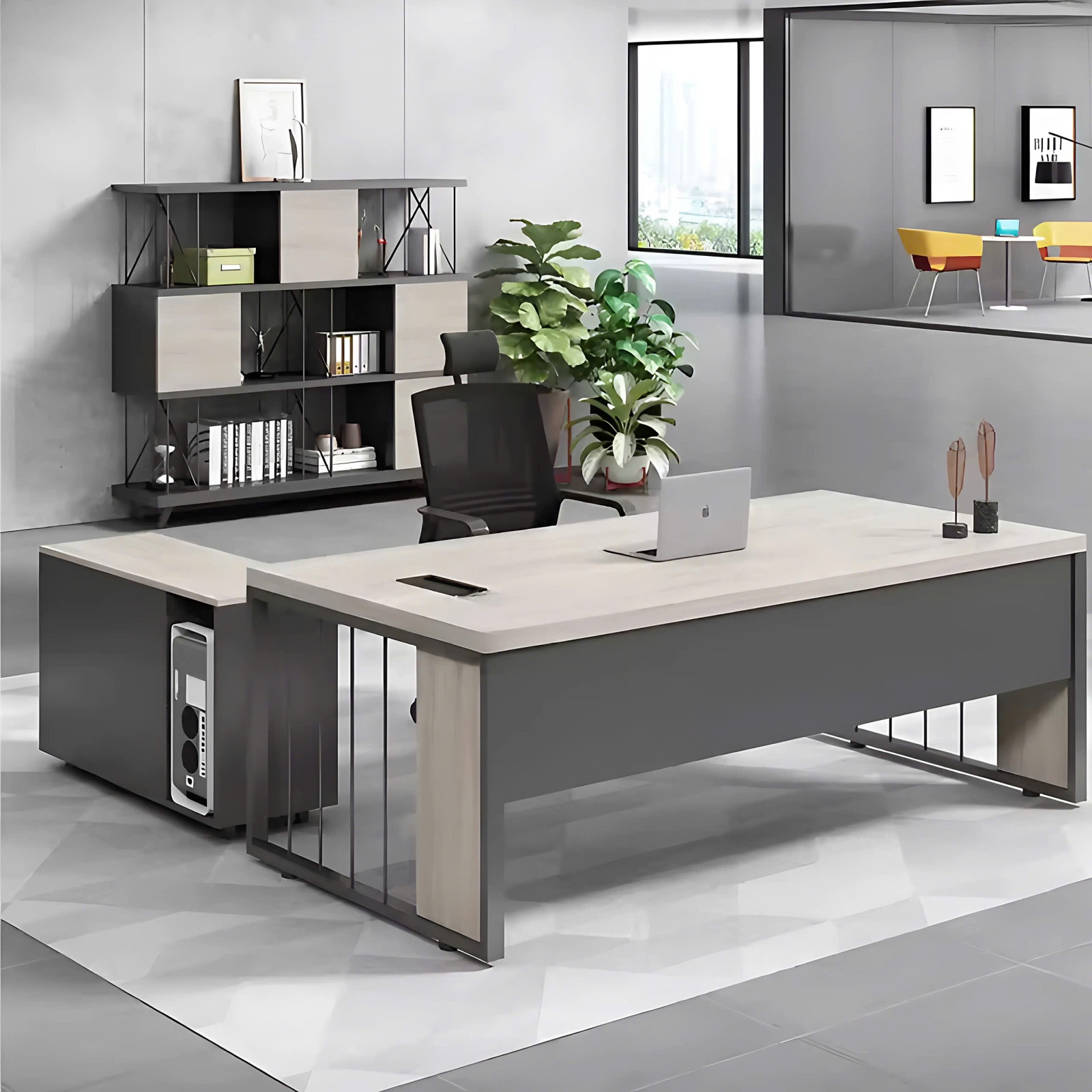 Bàn Giám Đốc Góc L Kết Hợp Tủ Rời - BGĐ5