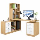 Bàn Làm Việc Gỗ Góc L Kèm Giá Sách - BG57