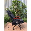 Ghế Giám Đốc Tay Gỗ Da Đen Đẳng Cấp - GGĐ47