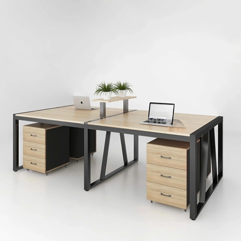 Cụm Bàn Làm Việc 4 Người Chân Sắt Sơn Tĩnh Điện 2m4 - BC56