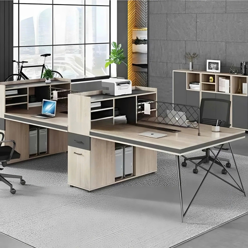 Cụm Bàn Làm Việc 4 Người Chân Sắt Hiện Đại - BC58