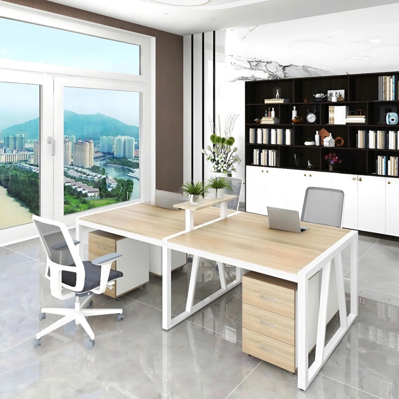 Cụm Bàn Làm Việc 4 Người Chân Sắt Sơn Tĩnh Điện 2m4 - BC56
