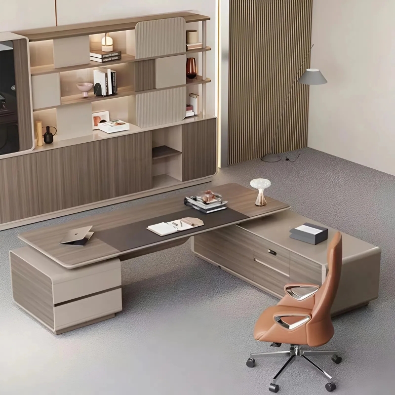Bàn Giám Đốc Chân Khối Vuông Vức Phối Yếm Bo Cong - BGD169