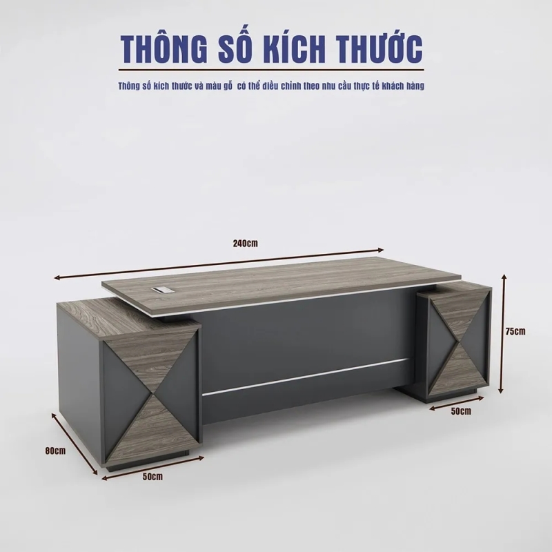 Bàn Giám Đốc Chữ L Chân Vát Tích Hợp Tủ Phụ Đa Năng - BGD203