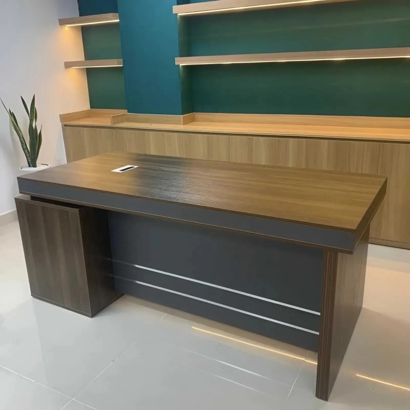 Bàn Giám Đốc Chữ L Pha Màu Có Tủ Phụ - BGĐ65