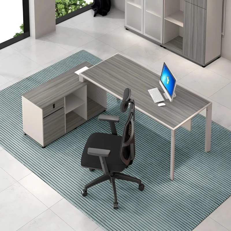 Bàn Giám Đốc Góc L Chân Sắt Cao Cấp - BGĐ23