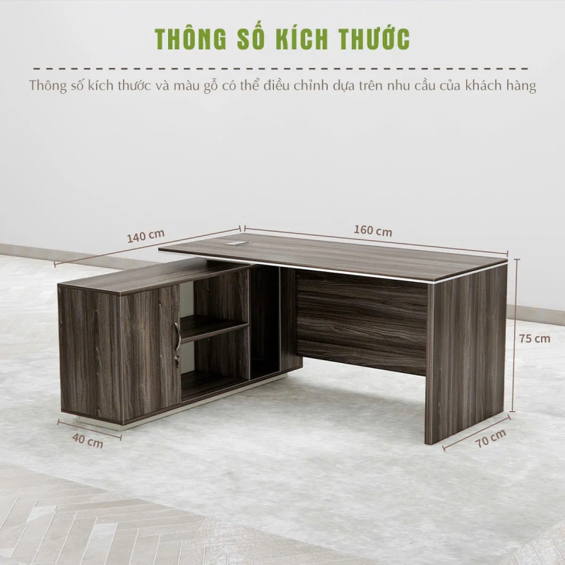 Bàn Giám Đốc Hiện Đại Gỗ Nâu Trắng Sang Trọng  Tinh Tế  - BGD132