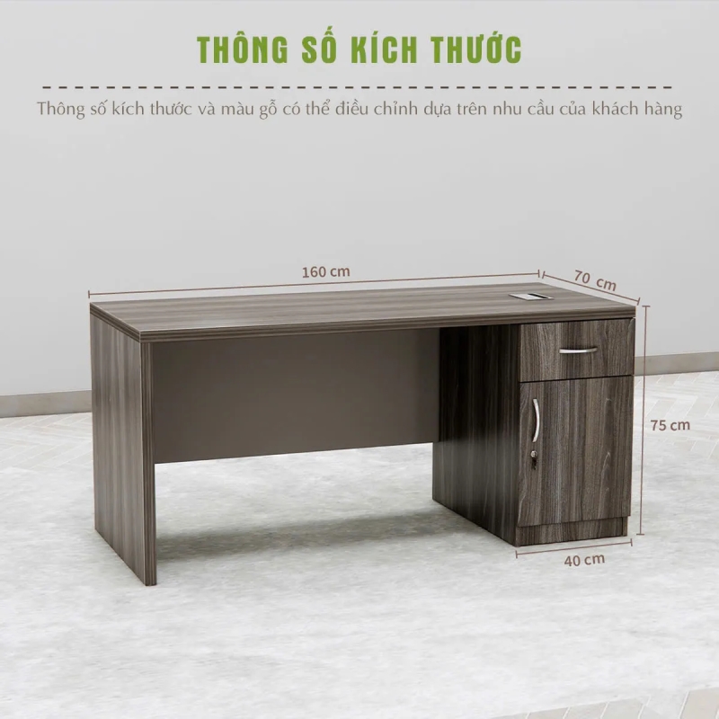 Bàn Giám Đốc Gỗ Có Hộc Tủ Thiết Kế Tối Giản - BGD134
