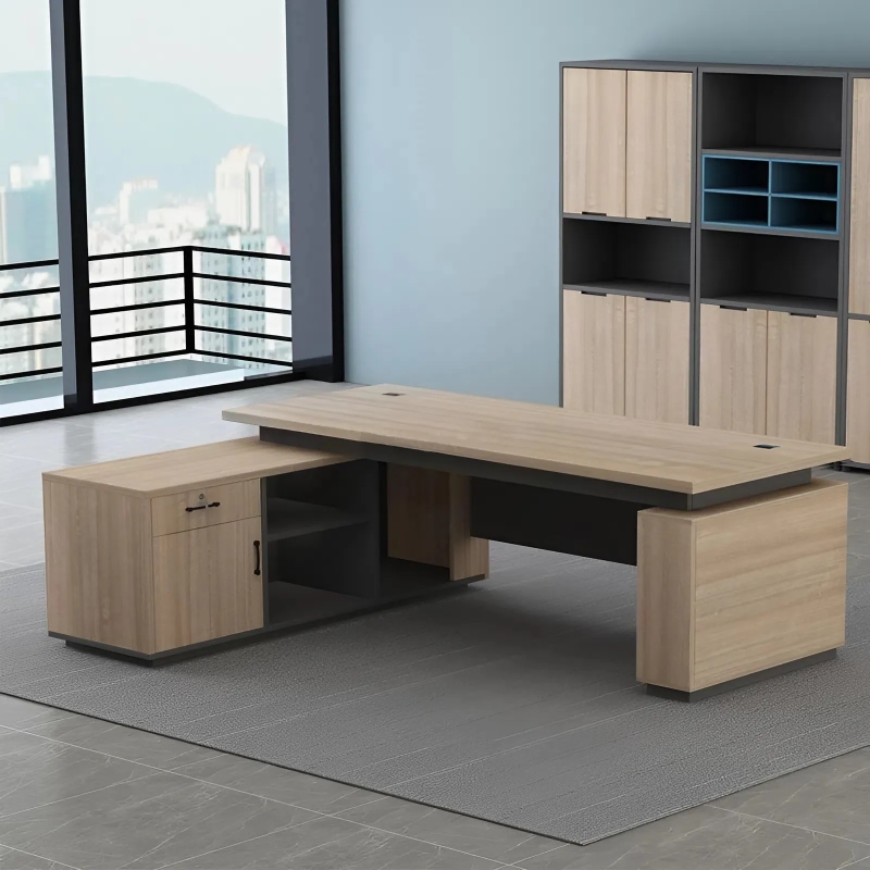 Bàn Giám Đốc Thiết Kế Chân Phối Nan Trang Trí - BGD176