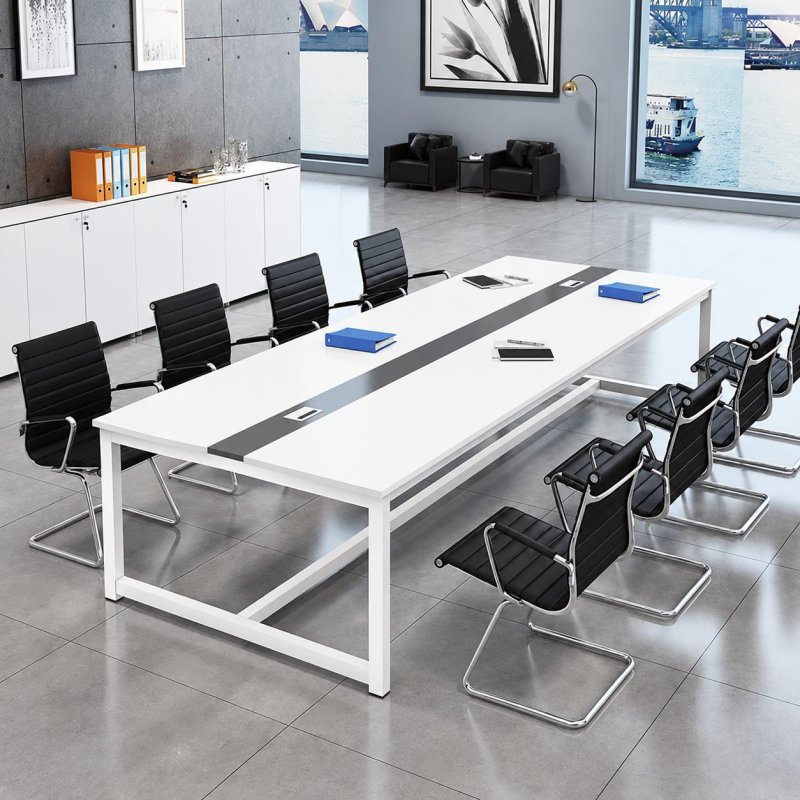 Bàn Họp 240x120x75cm Chân Sắt Màu Trắng Sơn Tĩnh Điện - BH56