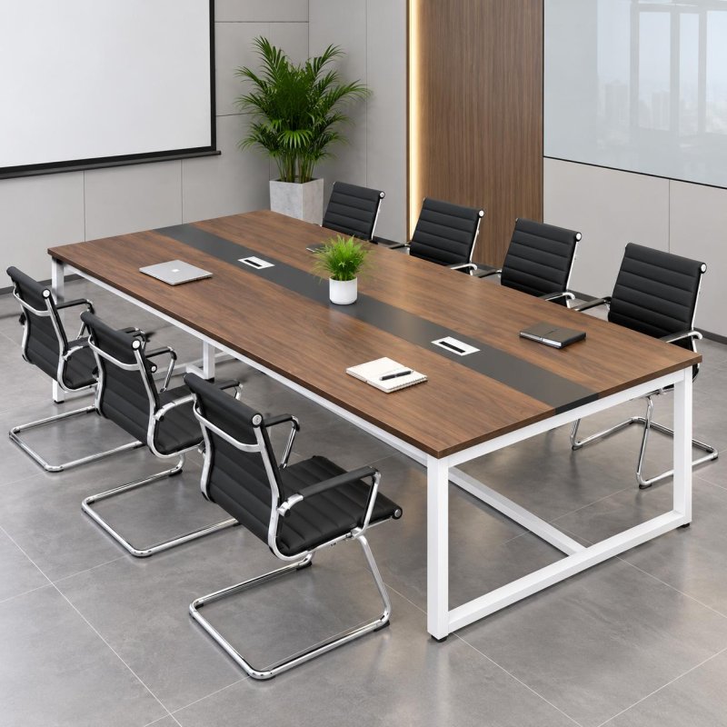 Bàn Họp 240x120x75cm Chân Sắt Màu Trắng Sơn Tĩnh Điện - BH56