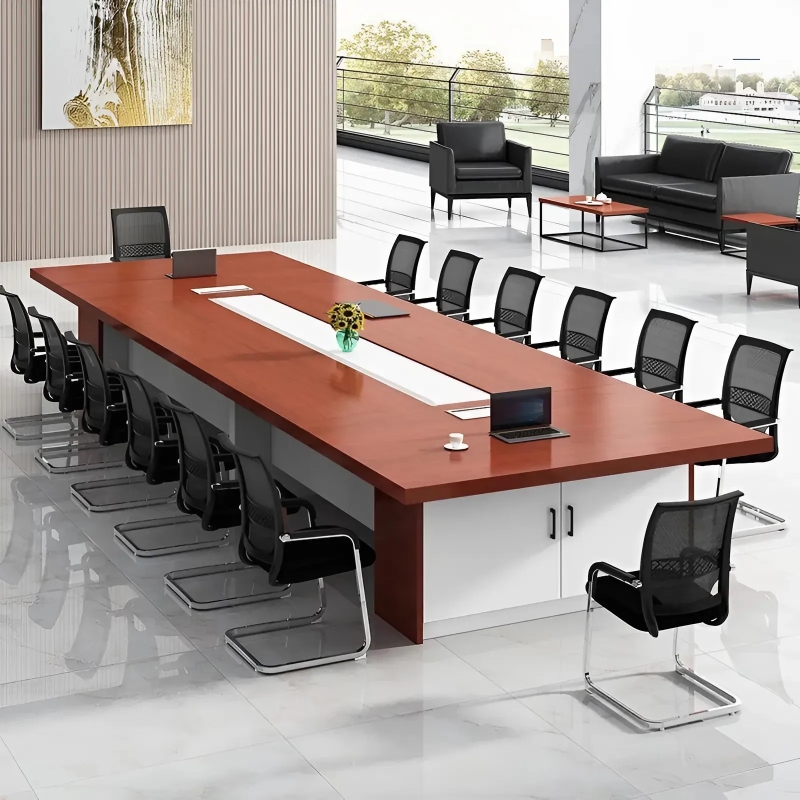 Bàn Họp Văn Phòng Gỗ MDF Màu Vân Tự Nhiên - BH41