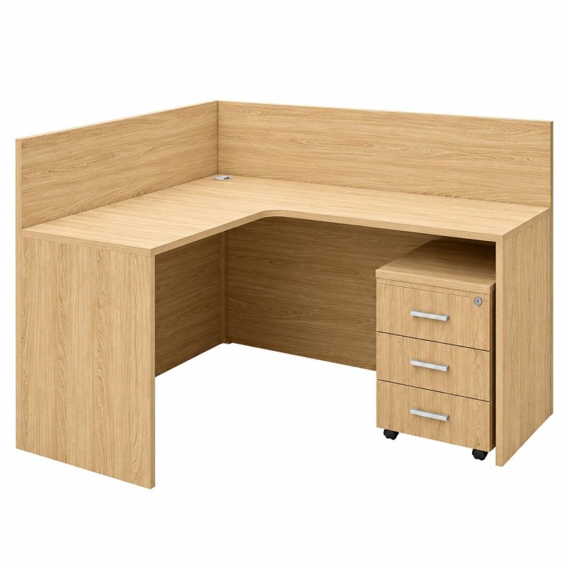 Bàn Làm Việc Gỗ Góc Vuông Vách Che Kèm Hộc 3 Ngăn - BG88