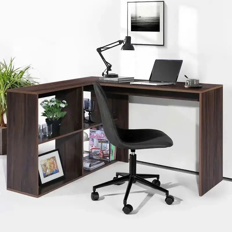 Bàn Làm Việc Gỗ Chữ L Tích Hợp Kệ 4 Ô Đa Dụng - BG76