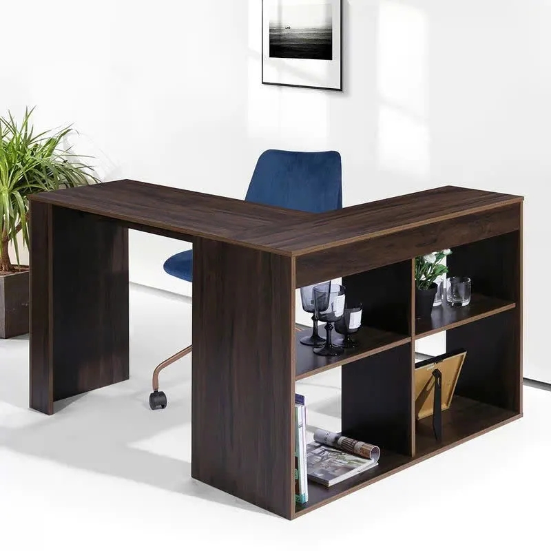 Bàn Làm Việc Gỗ Chữ L Tích Hợp Kệ 4 Ô Đa Dụng - BG76