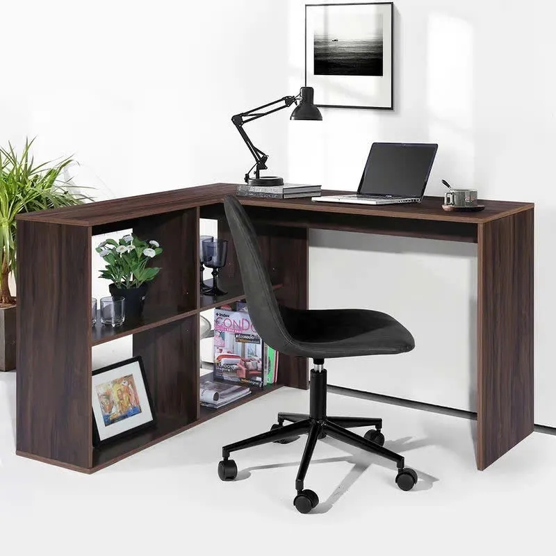 Bàn Làm Việc Gỗ Chữ L Tích Hợp Kệ 4 Ô Đa Dụng - BG76