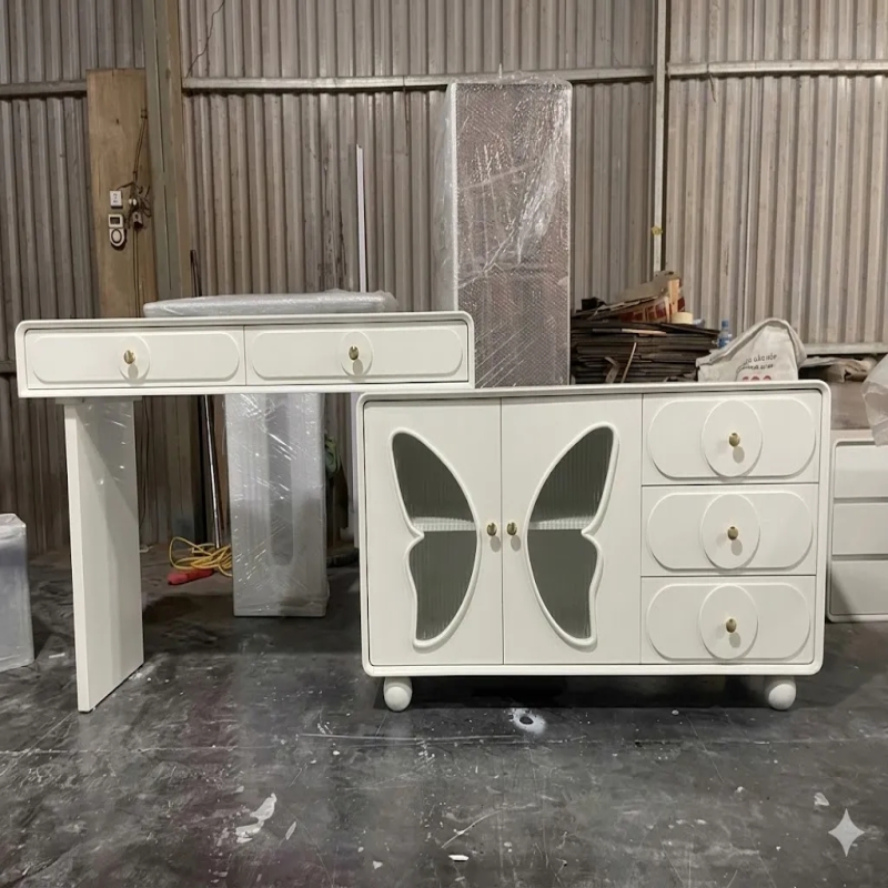 Bàn Trang Điểm Kèm Tủ Đựng Mỹ Phẩm Thiết Kế Cánh Bướm Độc Đáo - BTD27