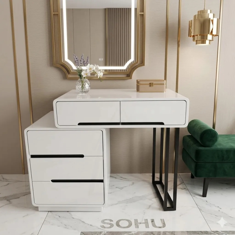 Bàn Trang Điểm Mini Chân Sắt Sơn Tĩnh Điện Cho Phòng Ngủ - BTD36