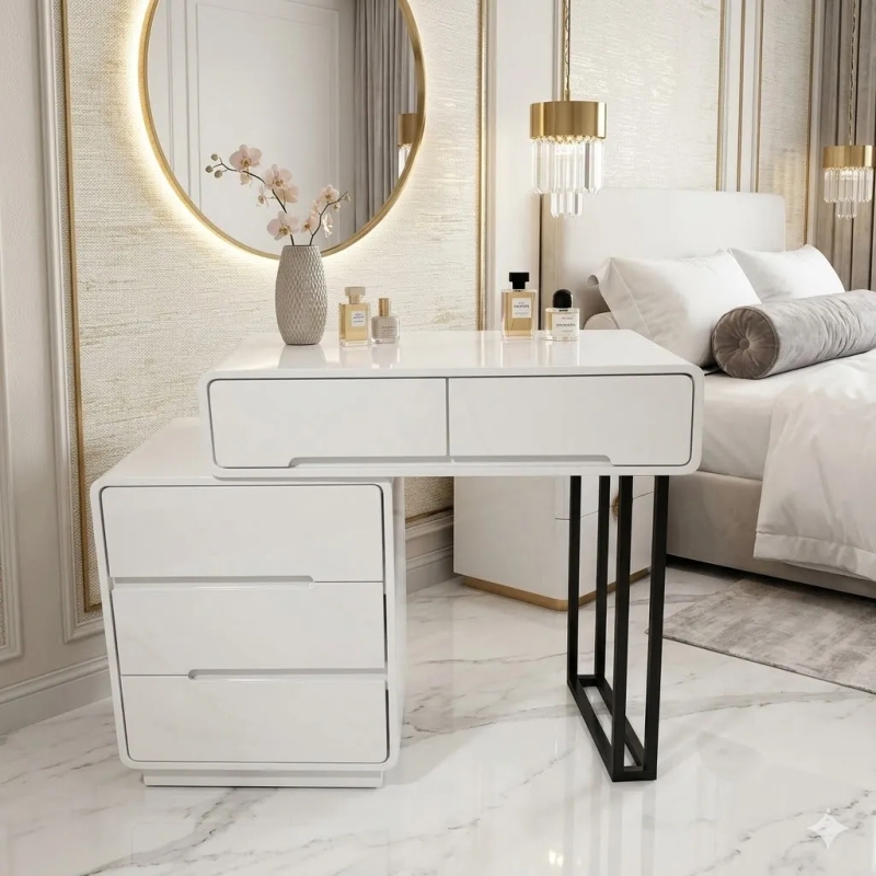 Bàn Trang Điểm Mini Chân Sắt Sơn Tĩnh Điện Cho Phòng Ngủ - BTD36