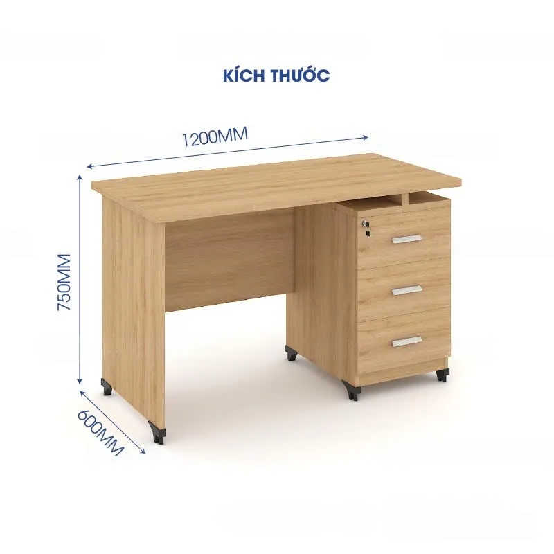 Bàn Làm Việc Văn Phòng Gỗ Công Nghiệp Kèm Hộc - BG58