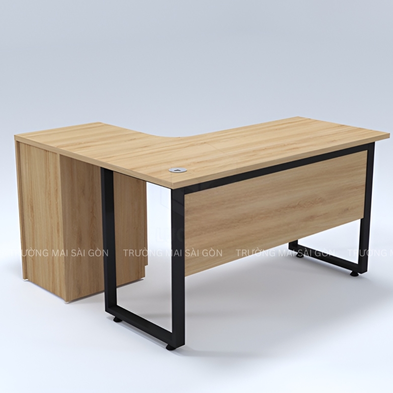 Bàn Làm Việc Góc L Yếm Lửng Hộc Tủ Liền - BLV26