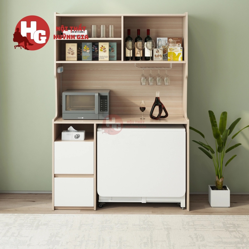 Tủ Bếp Gỗ MDF Kết Hợp Bàn Ăn - TB02