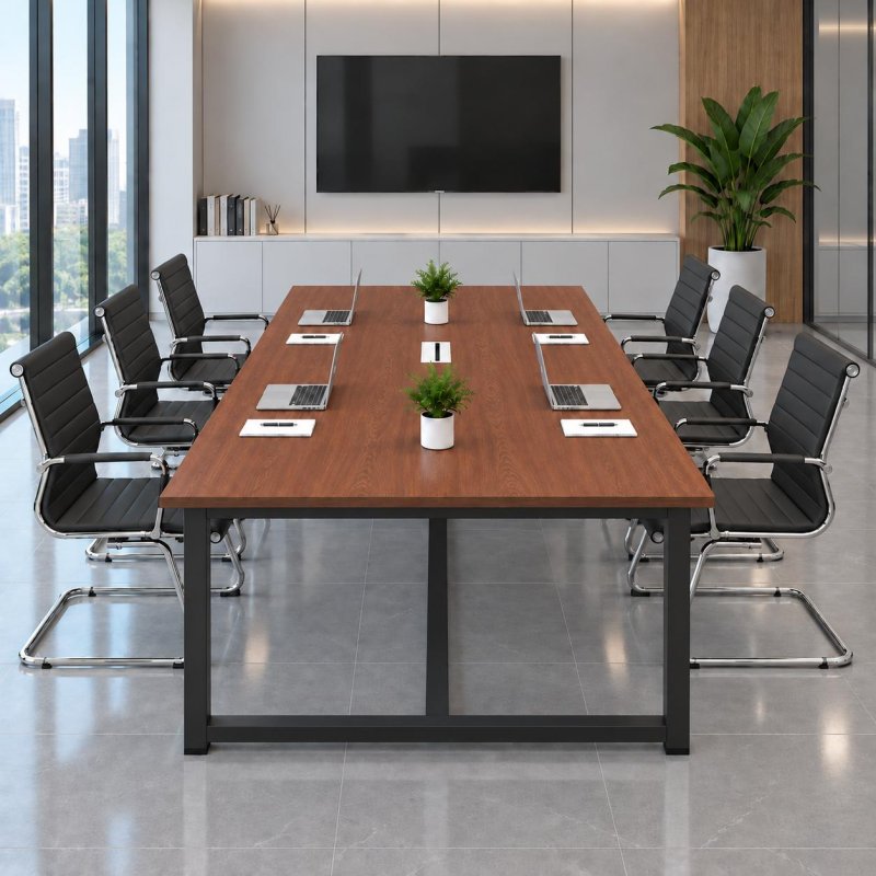 Bàn Họp Chân Sắt 240x120cm Mặt Bàn Full 1 Màu BH60