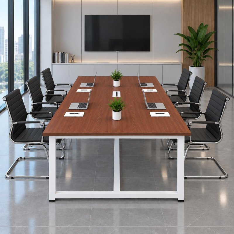 Bàn Họp Văn Phòng  240x120cm Chân Sắt Màu Trắng – BH61