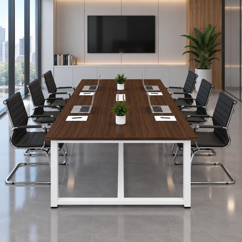 Bàn Họp Văn Phòng  240x120cm Chân Sắt Màu Trắng – BH61