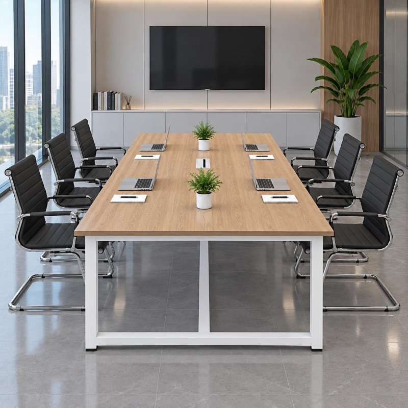Bàn Họp Văn Phòng  240x120cm Chân Sắt Màu Trắng – BH61