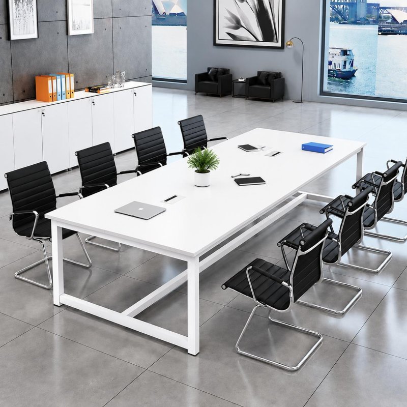 Bàn Họp Văn Phòng Chân Sắt Trắng 200x100x75cm – BH63