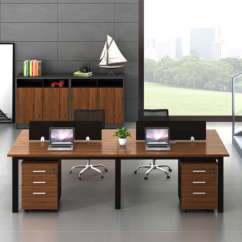 Cụm Bàn Làm Việc 4 Người 2m4 Chân Sắt Đa Năng - BC21