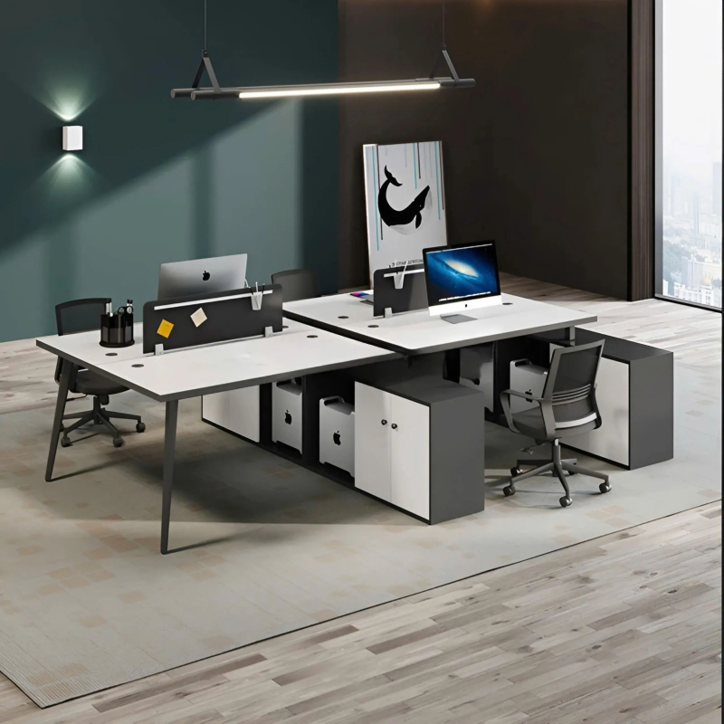Cụm Bàn Làm Việc 4 Người Kèm Kệ Linh Hoạt Hiện Đại - BC105