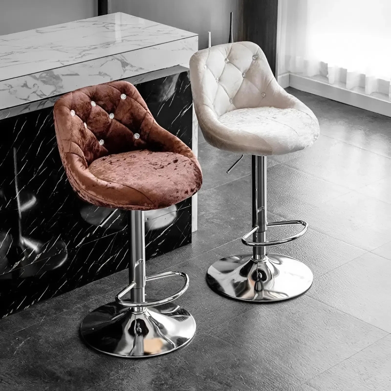 Ghế Bar Bọc Vải Nhung Lưng Nút Thắt - QB5