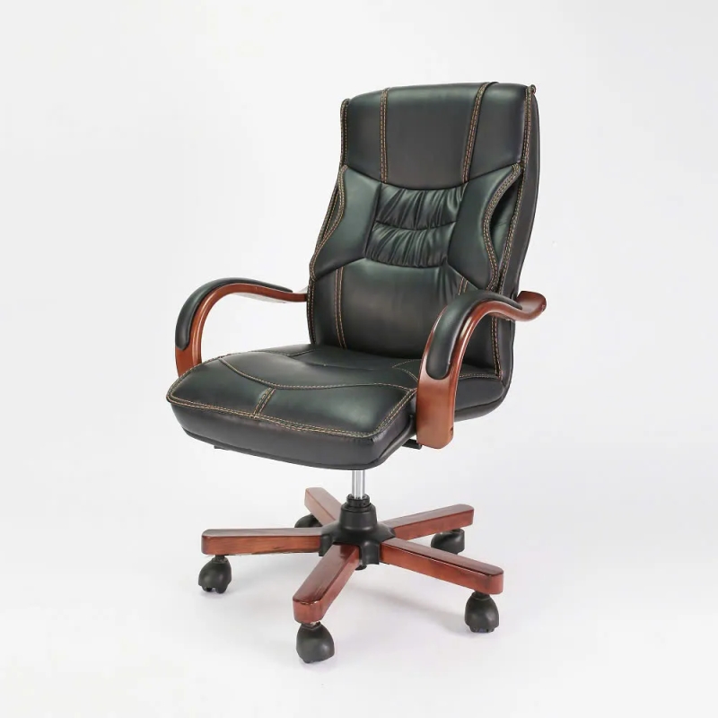 Ghế Giám Đốc Da Cao Cấp Tay Gỗ Uốn Cong Sang Trọng - GGD88
