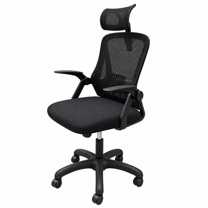 Ghế Xoay Tựa Đầu Tay Gập Màu Đen - GX70