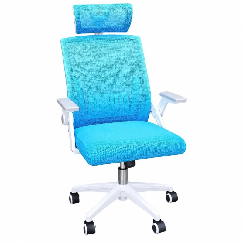 Ghế Xoay Công Thái Học Tựa Đầu Tay Gập Màu Xanh - CTH35